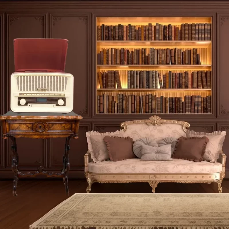 مشغل الإسطوانات الكلاسيكية مع تكنولوجيا حديثة وراديو داخل غرفة موديل 027873 1.webp