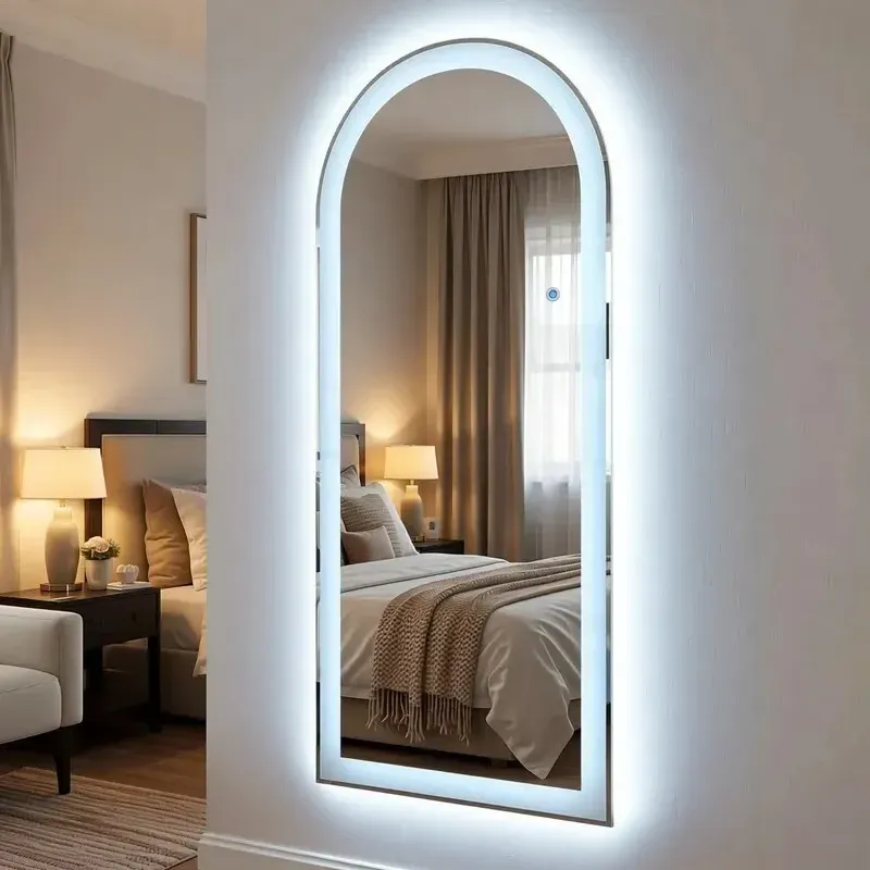 مرآة حائط طولية قوسية ليد ذكية، 160×65 سم، تحكم باللمس، موديل 030785